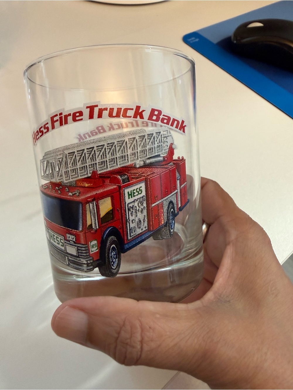 Hess Red Fire Truck Glass Bank – Decorative Home Art